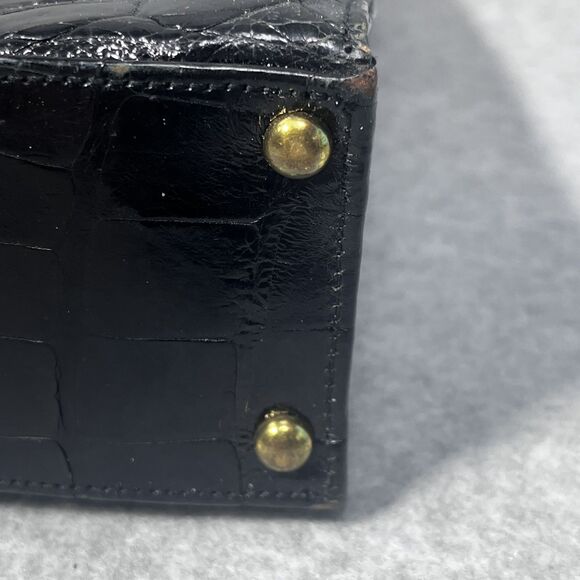 Vintage Crocodile Embossed Leather Top Handle Bag Womens Purse 60s Retro USA‎ - Picture 14 of 16